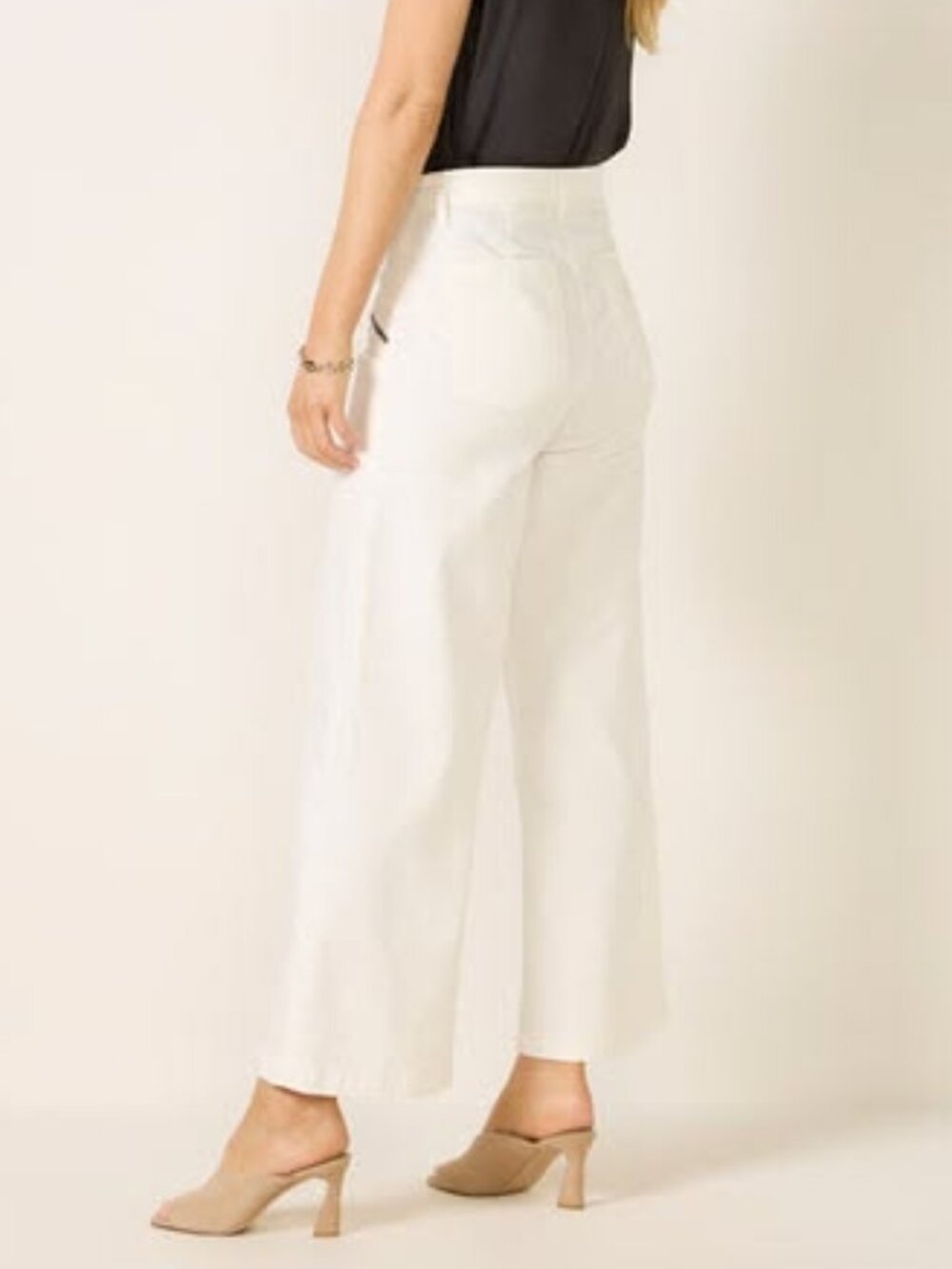 Kut From the Kloth Women's Meg Wide Leg with Zipper Pocket in Off White Size 4 - Picture 2 of 8